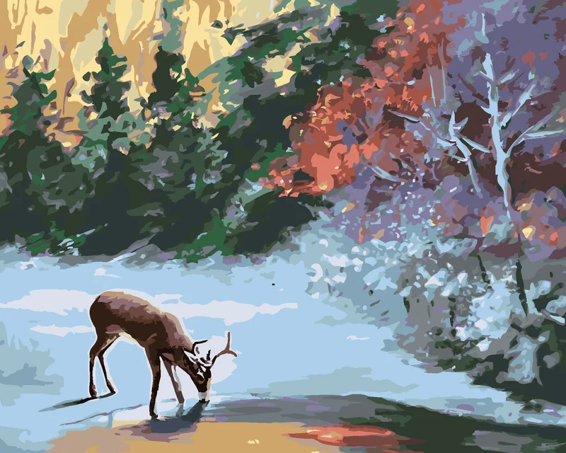 Diamond painting - HIRSCH AM GEFRORENEN BACH (D. RUSTY RUST)