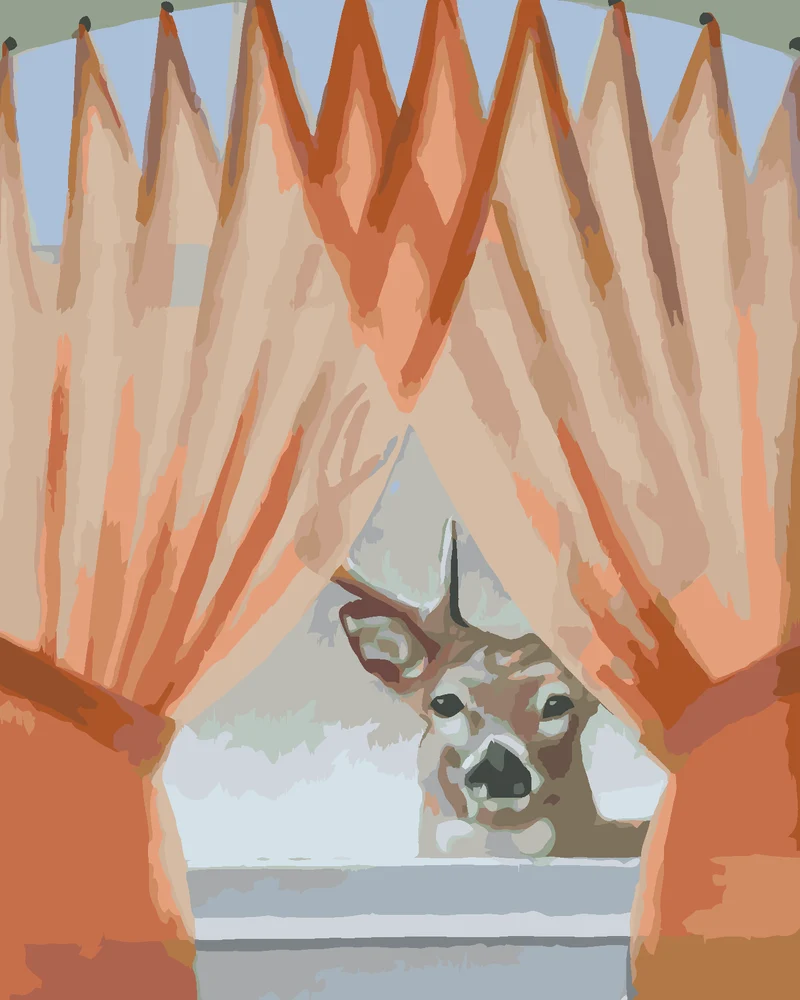 Diamond painting - HIRSCH HINTER DEM FENSTER (D. RUSTY RUST)
