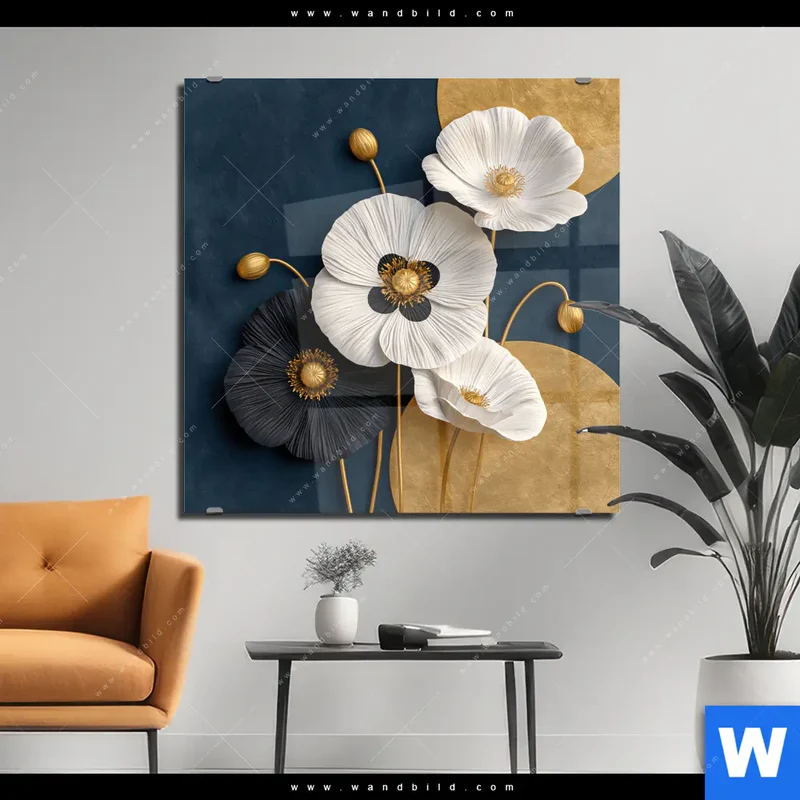 Acrylglasbild | Golden Poppies | Quadrat