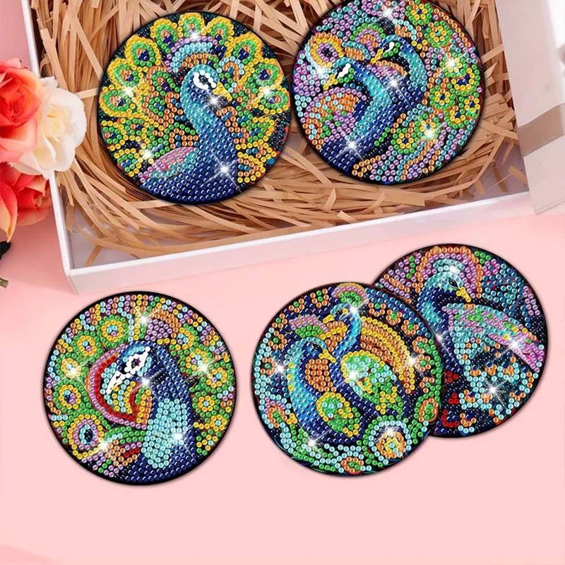 5D Diamond Painting Untersetzer Pfauen
