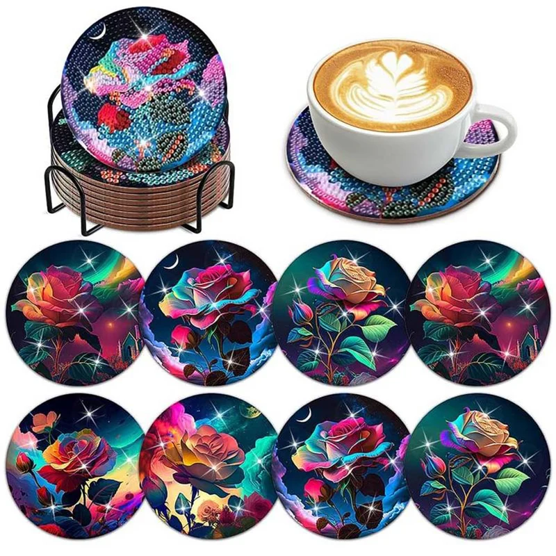 5D Diamond Painting Untersetzer Rosen