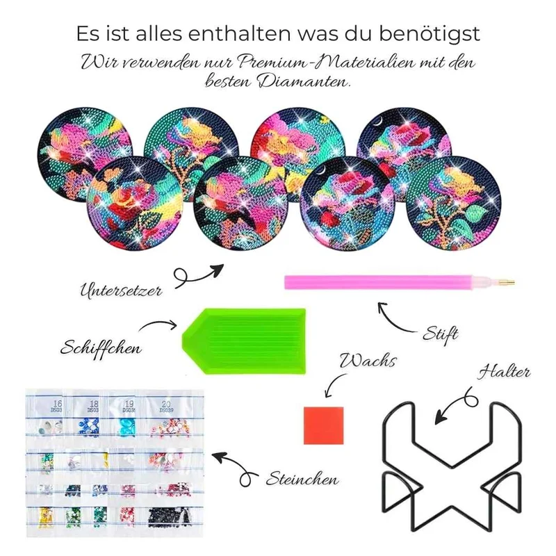5D Diamond Painting Untersetzer Rosen