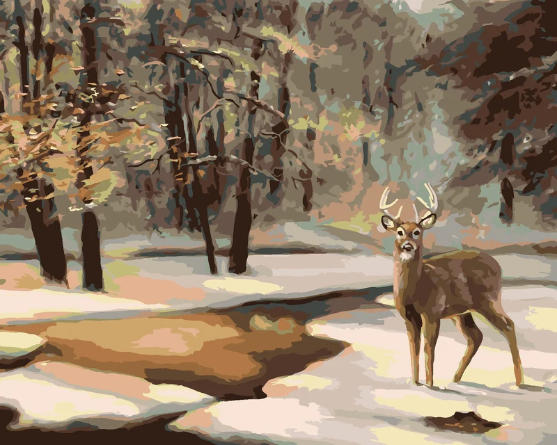 Diamond painting - HIRSCH UND EIN GEFRORENER BACH (D. RUSTY RUST)