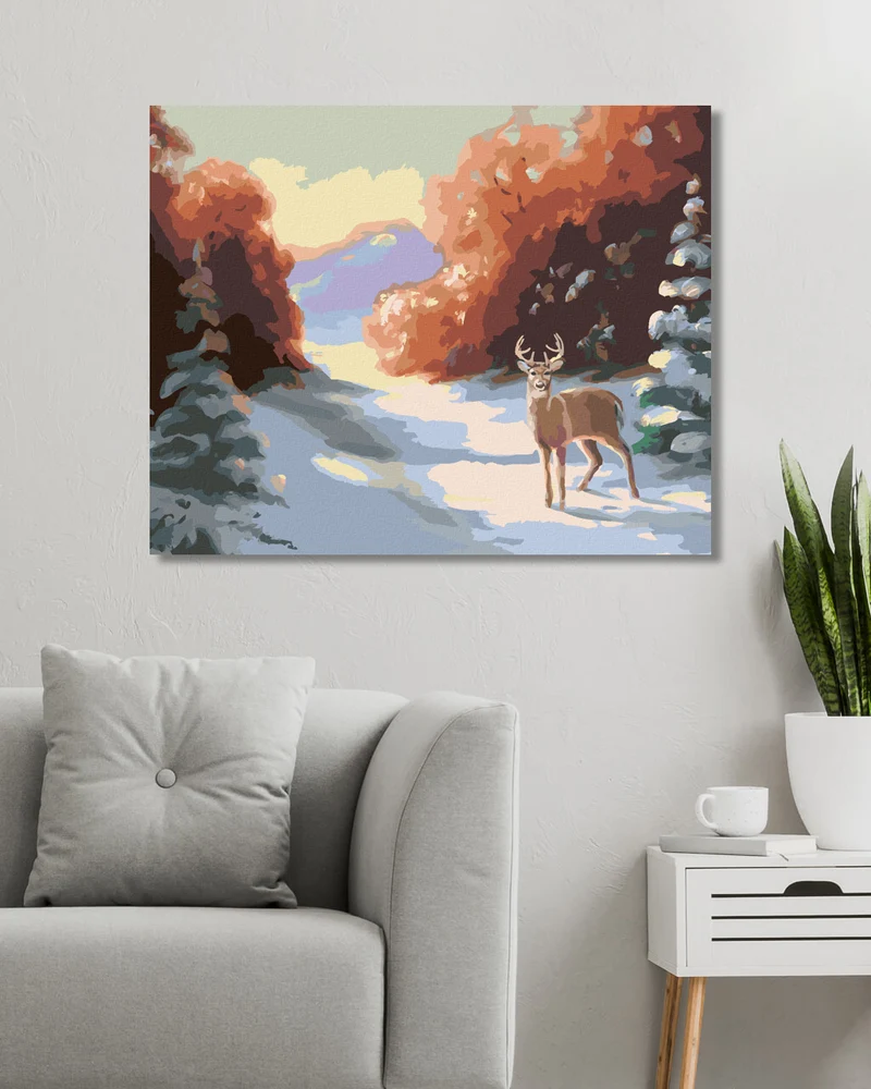 Diamond painting - HIRSCH UND VERSCHNEITE FICHTEN IM WALD (D. RUSTY RUST)