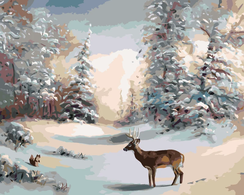 Diamond painting - HIRSCH UND WINTERWALD (D. RUSTY RUST)