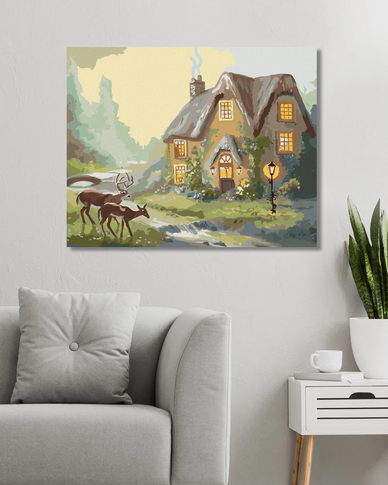 Diamond painting - HIRSCH UND HIRSCHKUH AM WALDHAUS (D. RUSTY RUST)