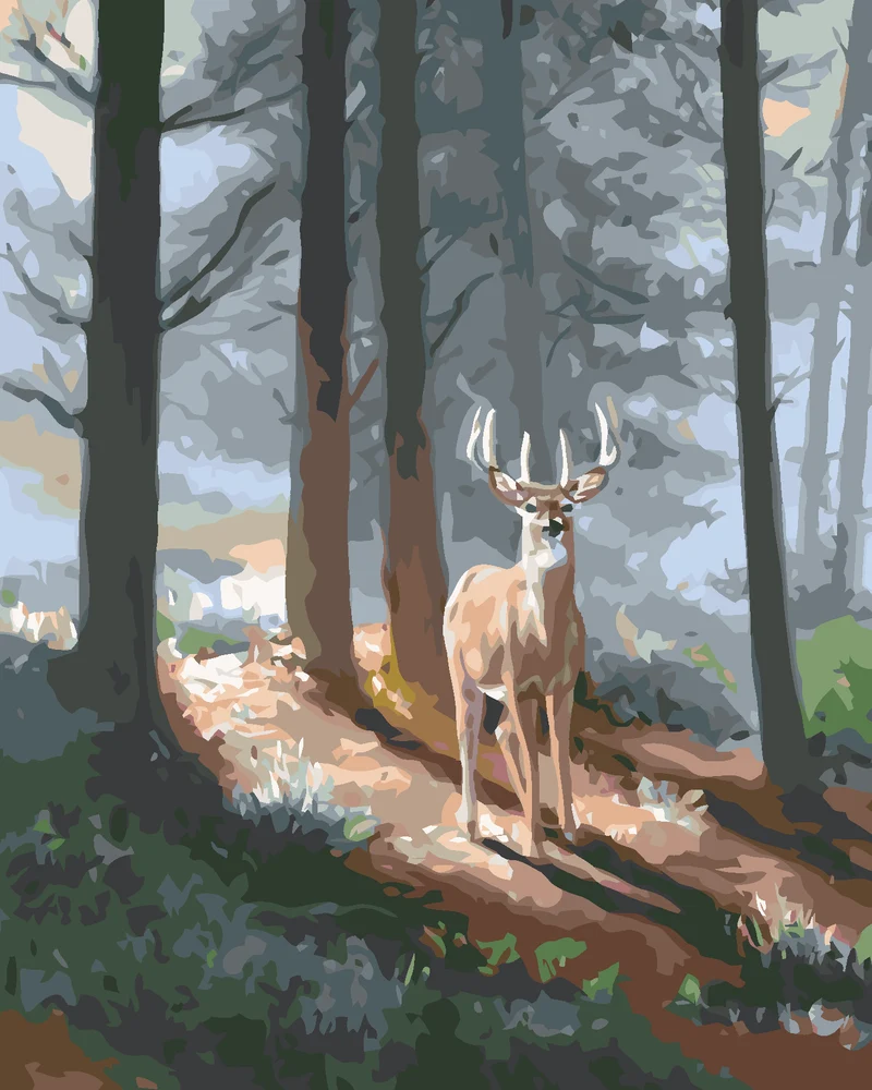 Diamond painting - HIRSCH UND NADELWALD (D. RUSTY RUST)