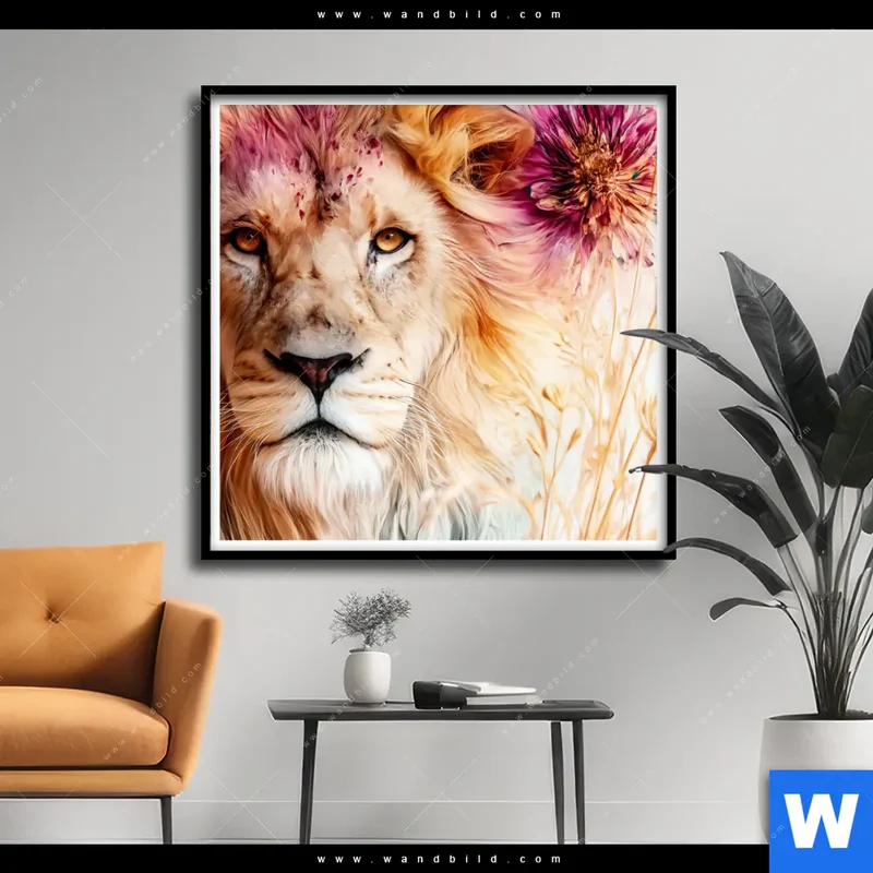 Poster | Florale Stärke – Der Löwe | Quadrat