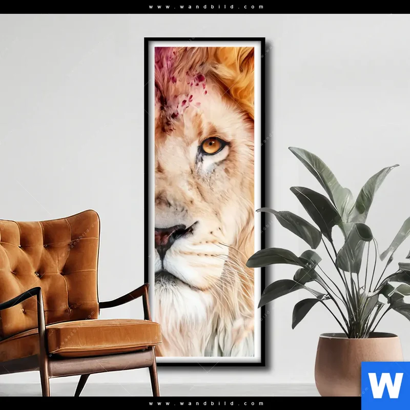 Poster | Florale Stärke – Der Löwe | Schmal