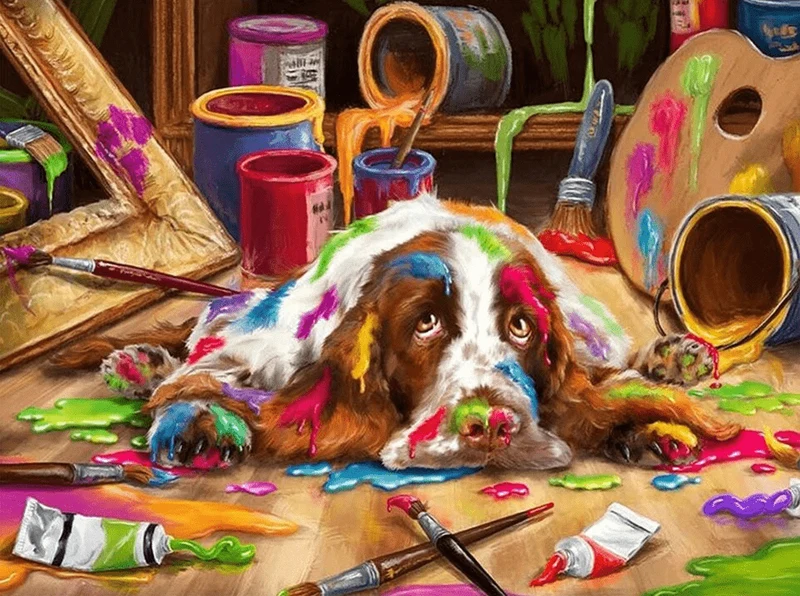 Der Maler Hund - Voll AB 5D DIY Diamond Painting