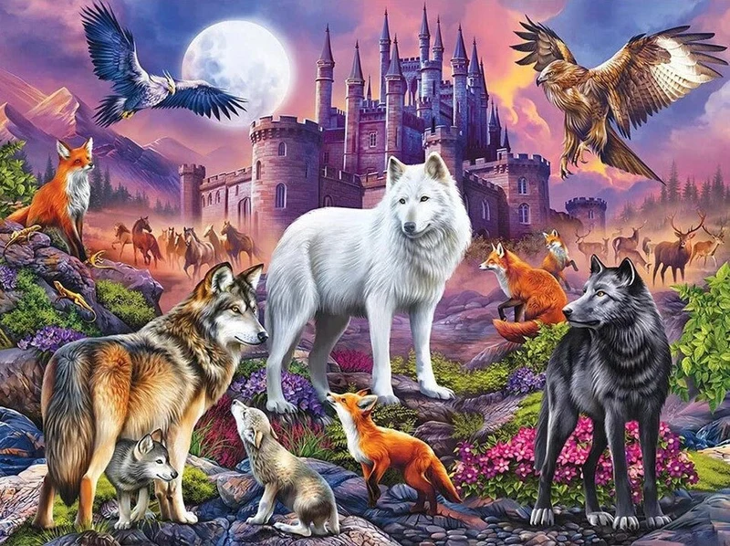 Wolf und Fuchs - Voll AB 5D DIY Diamond Painting