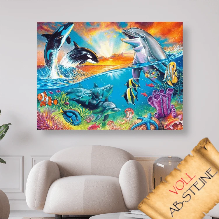 Delfine im Meer - Voll AB 5D DIY Diamond Painting