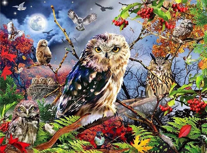 Eule - Voll AB 5D DIY Diamond Painting
