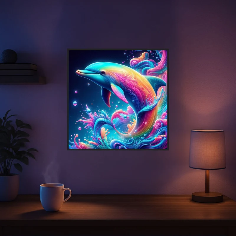 Diamond Painting - Delfin im Farbenmeer