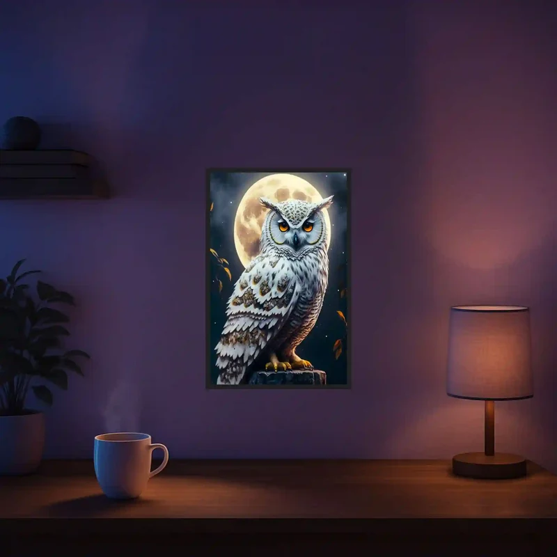 Diamond Painting Leuchtbild Special - Eule im Mondschein