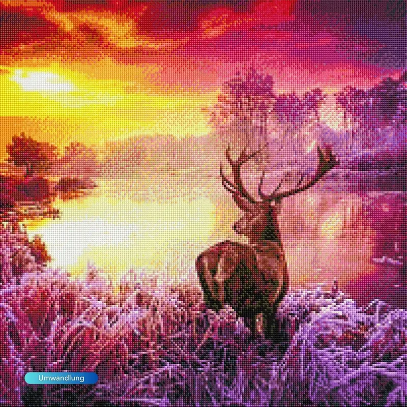 Diamond Painting - Hirsch im Sonnenaufgang