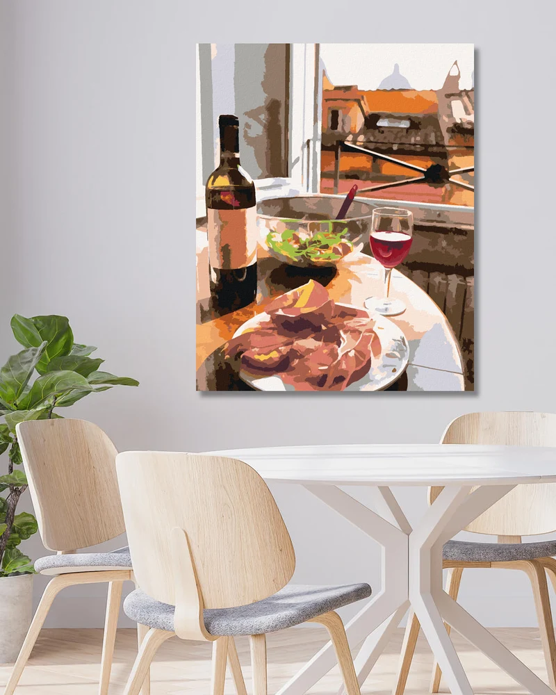 Diamond painting - ITALIENISCHES ABENDESSEN AM FENSTER