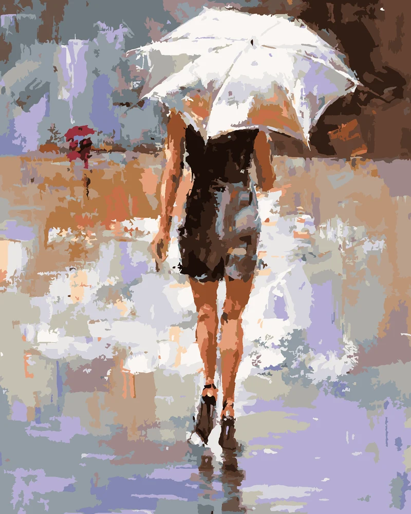 Diamond painting - MÄDCHEN MIT WEISSEM REGENSCHIRM
