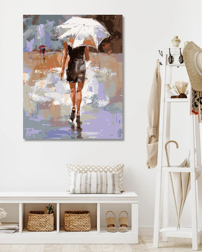 Diamond painting - MÄDCHEN MIT WEISSEM REGENSCHIRM
