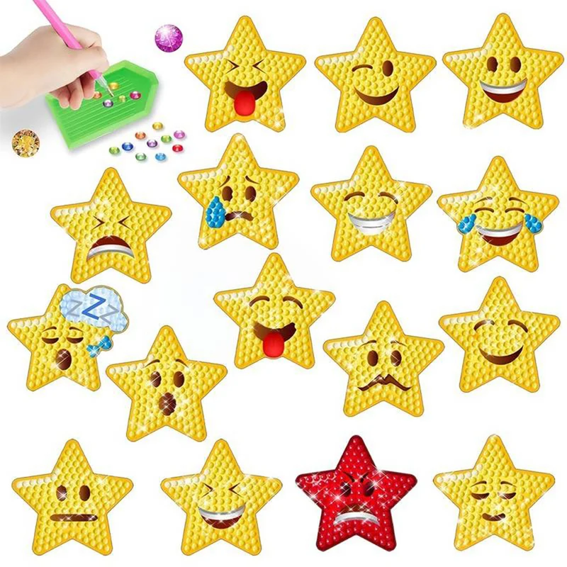 5D Diamond Painting 16 Sticker Emoji Sterne