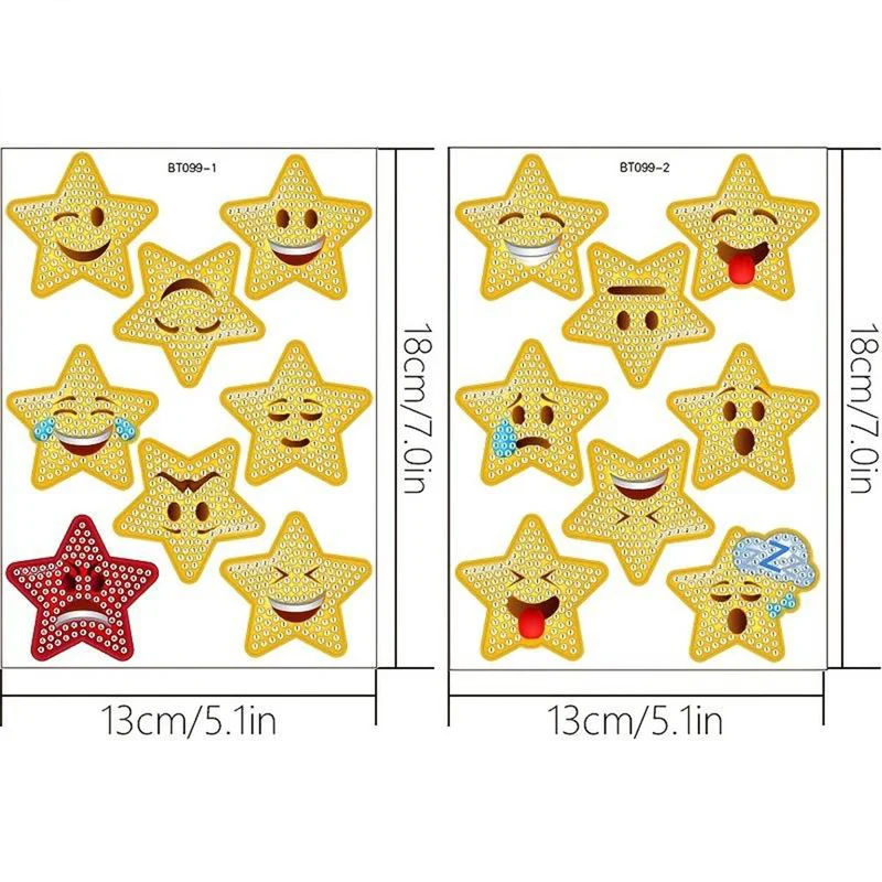 5D Diamond Painting 16 Sticker Emoji Sterne