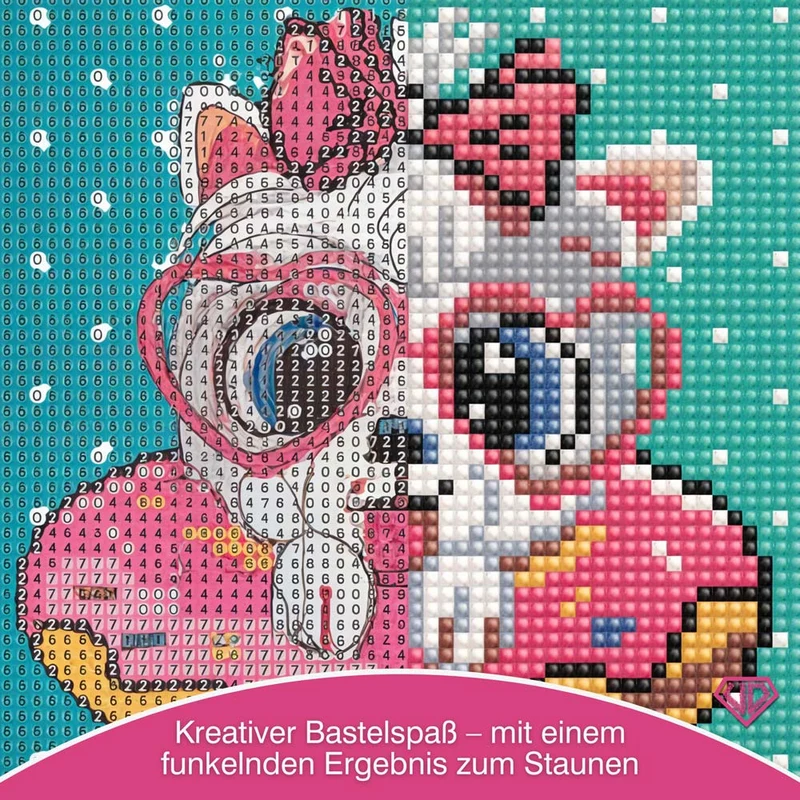 5D Diamond Painting Mini-Bild – Pudelmädchen Bella im Donut-Look