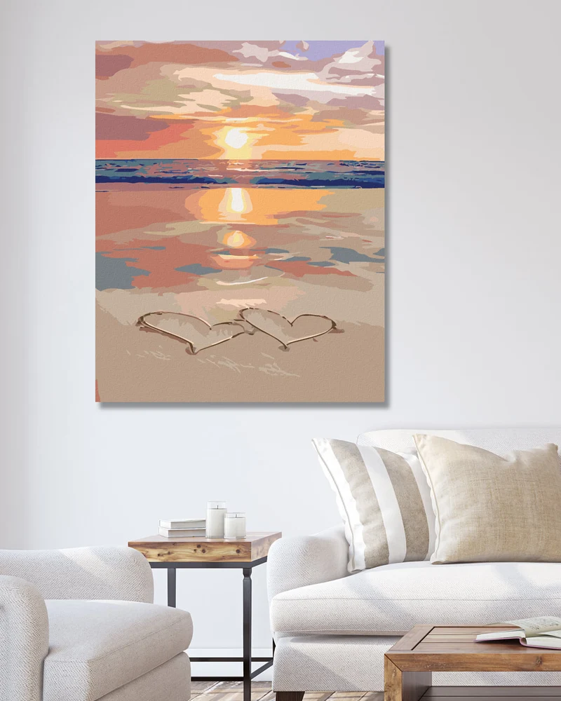 Diamond painting - ZWEI KLEINE HERZEN AM STRAND