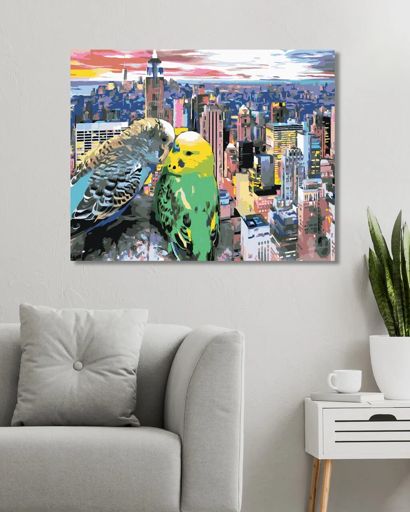 Diamond painting - ZWEI VERLIEBTE SITTICHE IN NEW YORK