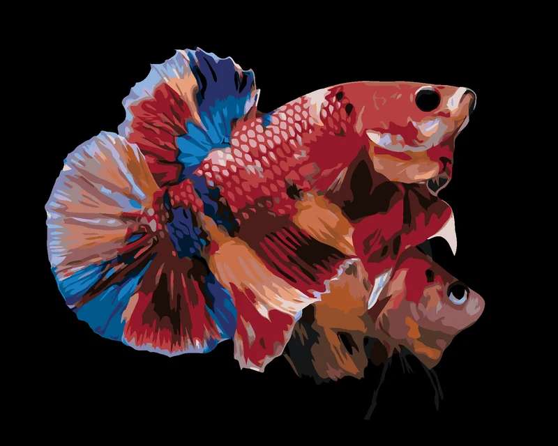 Diamond painting - ZWEI FARBIGE FISCHE
