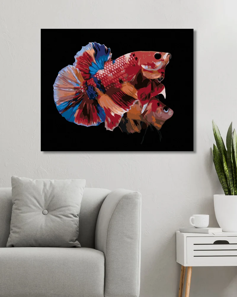 Diamond painting - ZWEI FARBIGE FISCHE