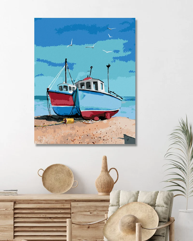 Diamond painting - ZWEI FISCHERBOOTE