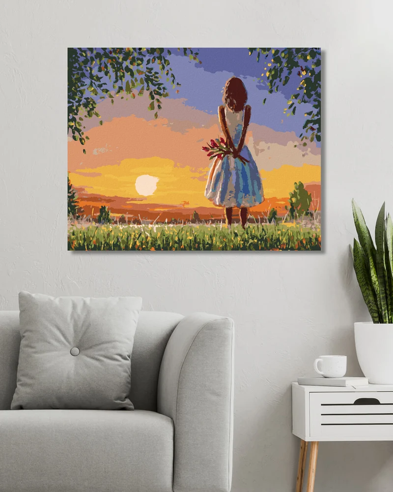 Diamond painting - MÄDCHEN MIT EINEM STRAUSS TULPEN