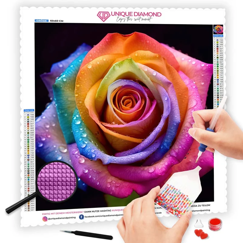 5D Diamond Painting – Farbige Rose