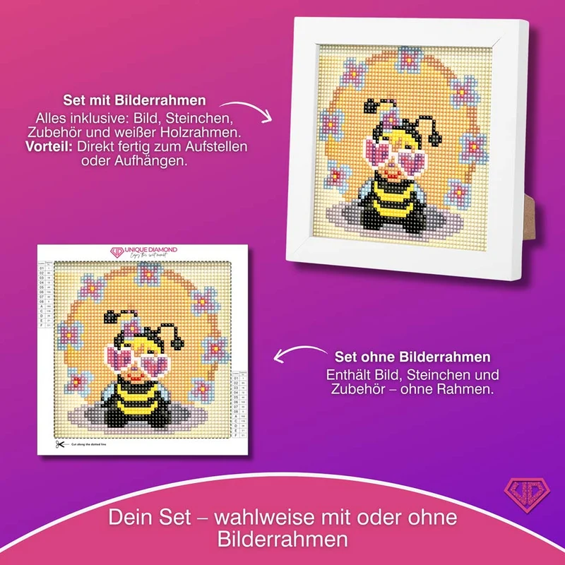 5D Diamond Painting Mini-Bild – Biene Betty mit Herzbrille