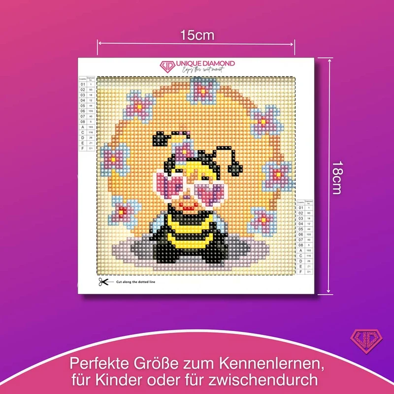 5D Diamond Painting Mini-Bild – Biene Betty mit Herzbrille