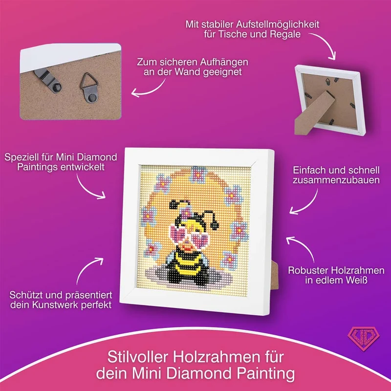 5D Diamond Painting Mini-Bild – Biene Betty mit Herzbrille