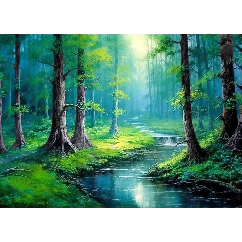 5D Diamond Painting – Fluss im Wald