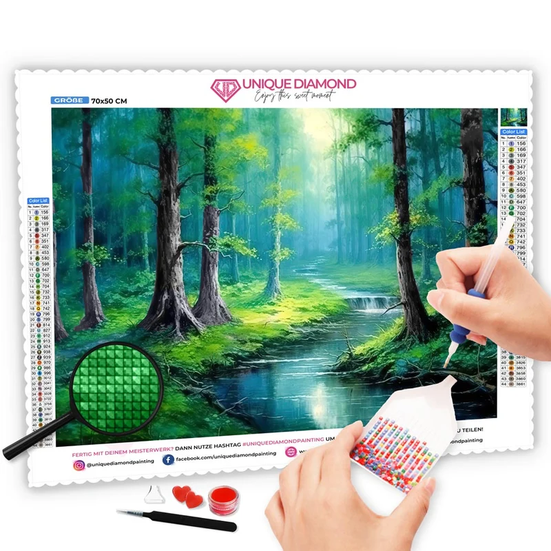 5D Diamond Painting – Fluss im Wald