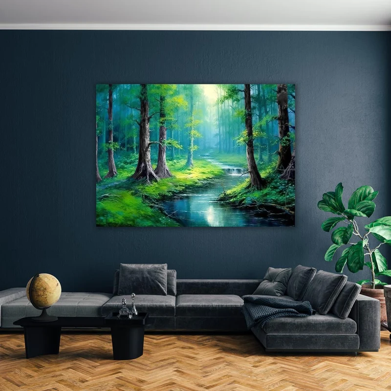 5D Diamond Painting – Fluss im Wald