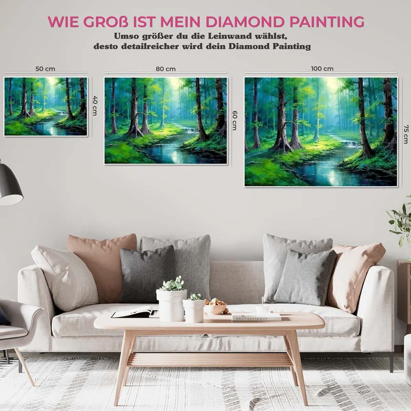 5D Diamond Painting – Fluss im Wald