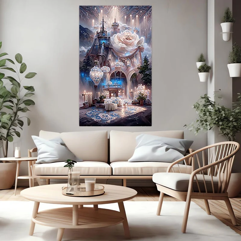 5D Diamond Painting – Märchenschloss mit Rosen