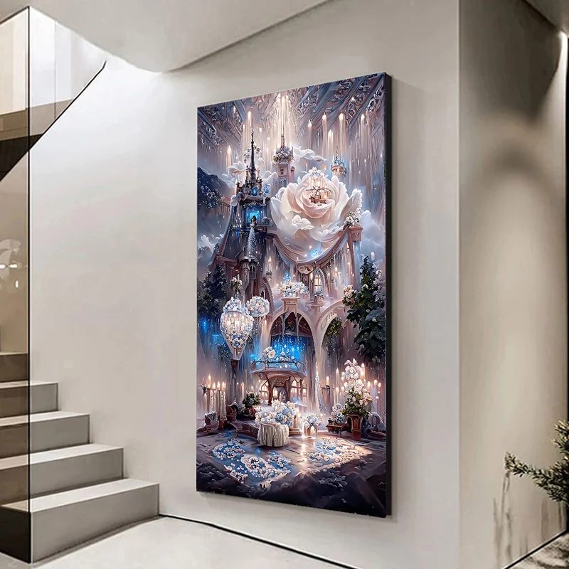 5D Diamond Painting – Märchenschloss mit Rosen