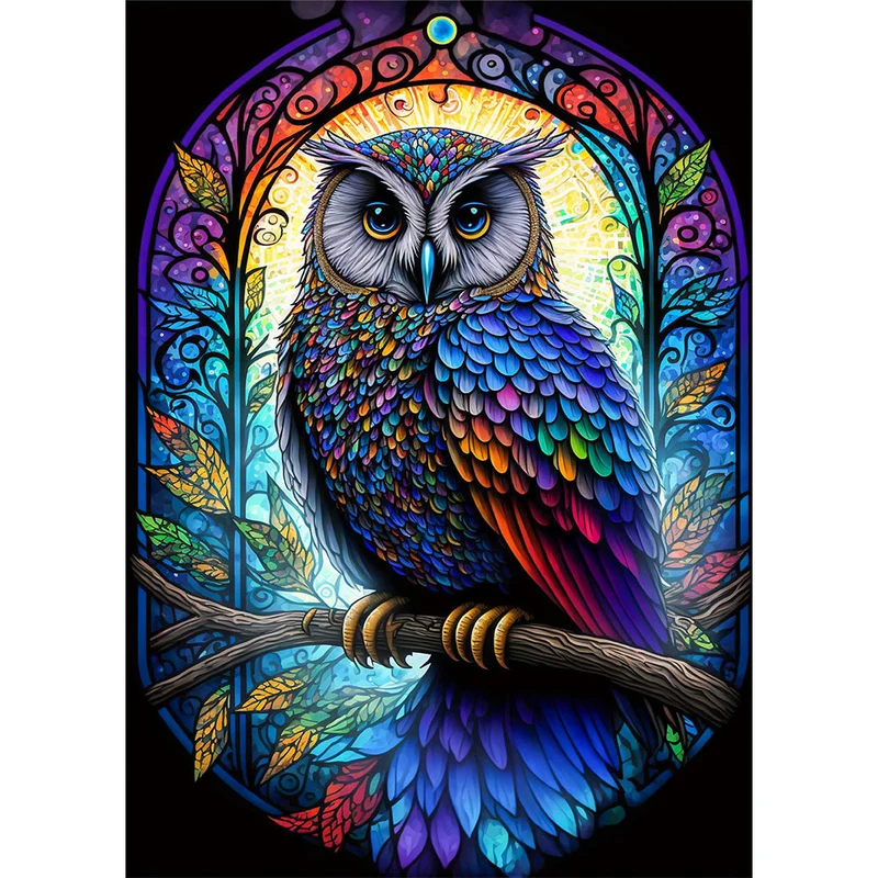 5D Diamond Painting – Farbige Eule