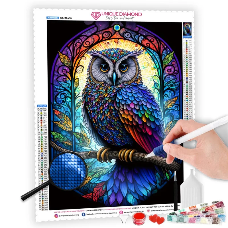 5D Diamond Painting – Farbige Eule