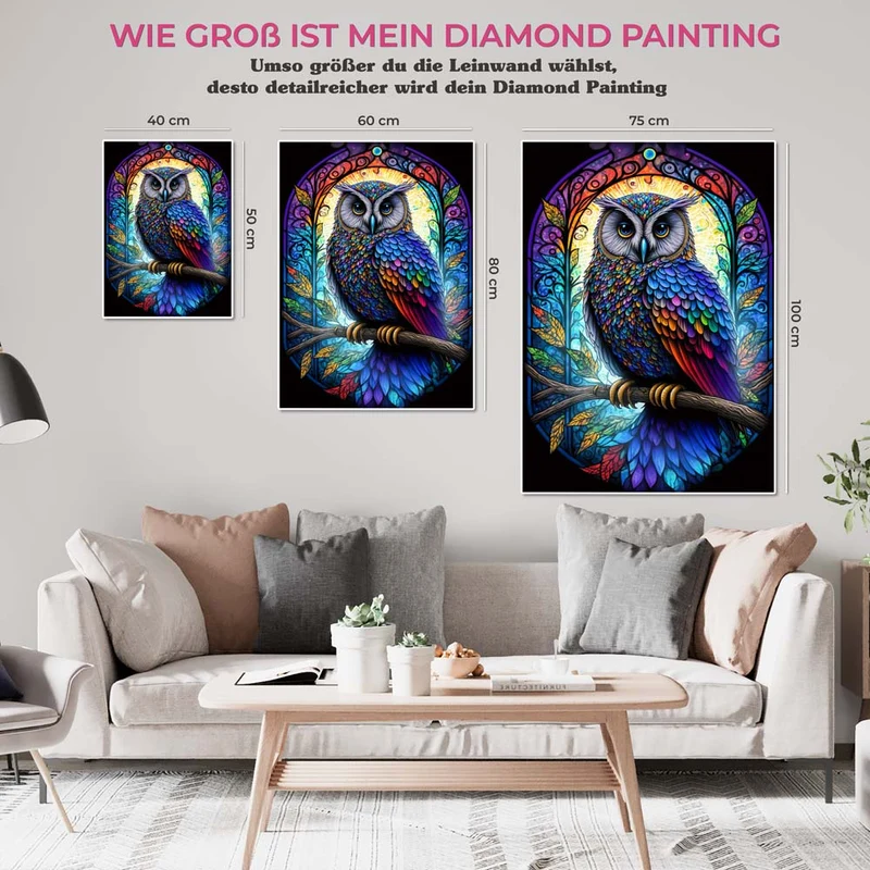 5D Diamond Painting – Farbige Eule