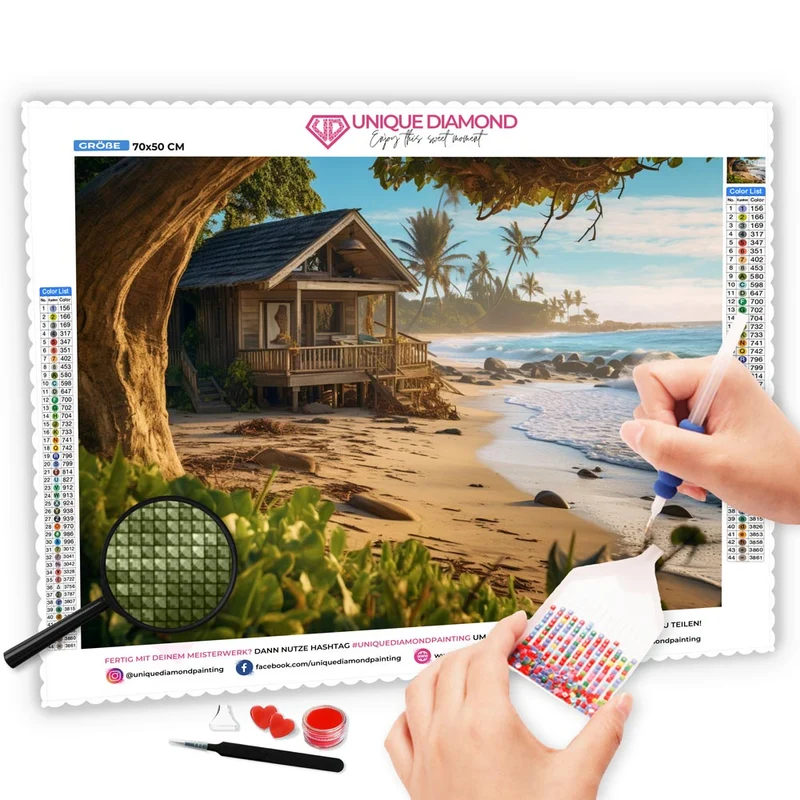 5D Diamond Painting – Hütte Am Strand