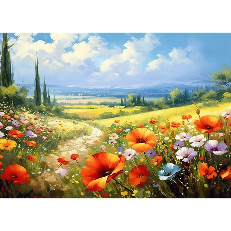 5D Diamond Painting – Blumen Landschaft