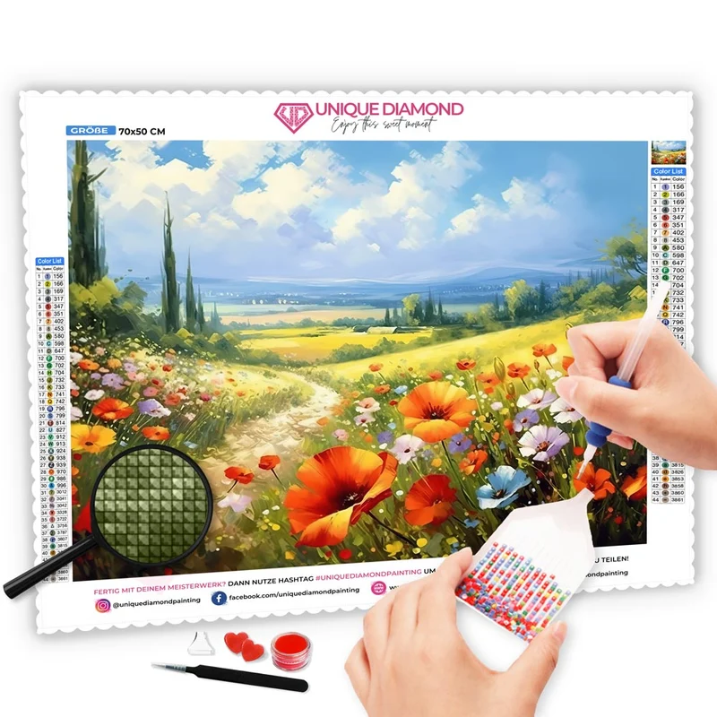 5D Diamond Painting – Blumen Landschaft