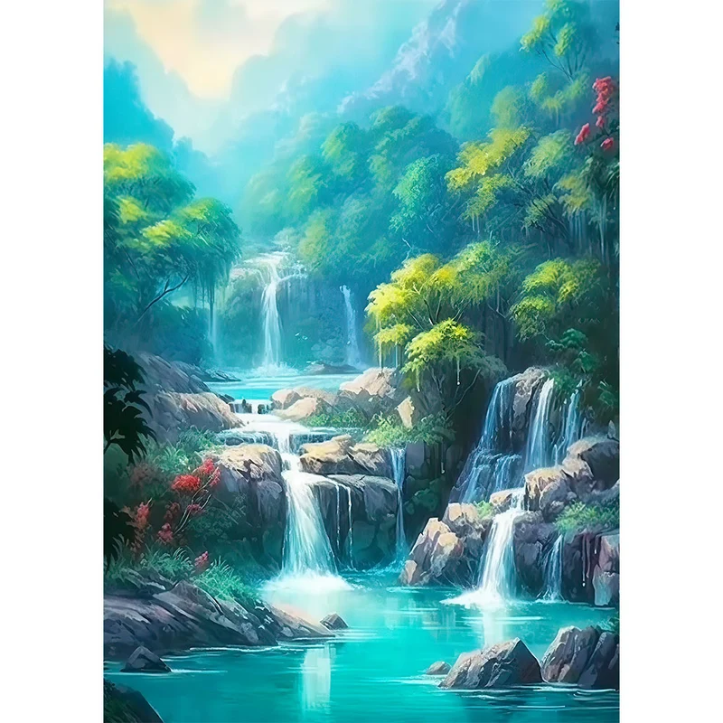 5D Diamond Painting – Wasserfall in den Bergen