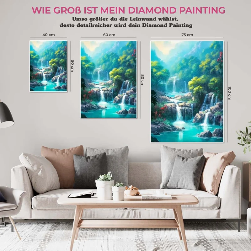 5D Diamond Painting – Wasserfall in den Bergen